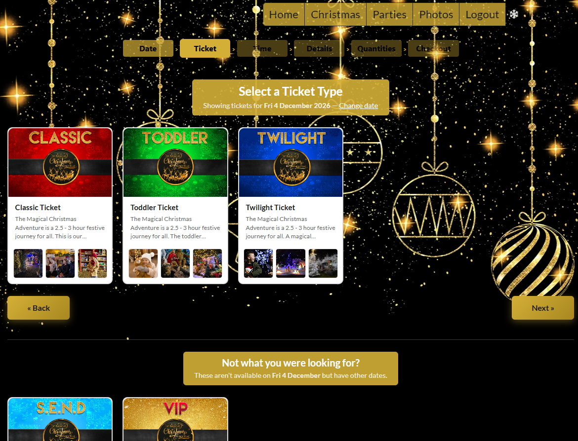 Party booking wizard